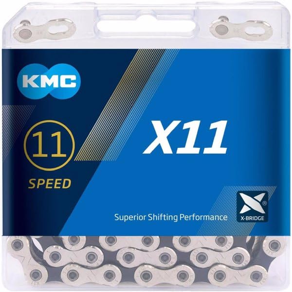 KMC X11 11-Speed Chain| Mountain Bike/Road/Gravel | Compatible with All Major Brands | Missing Link Included | Nickel-Black