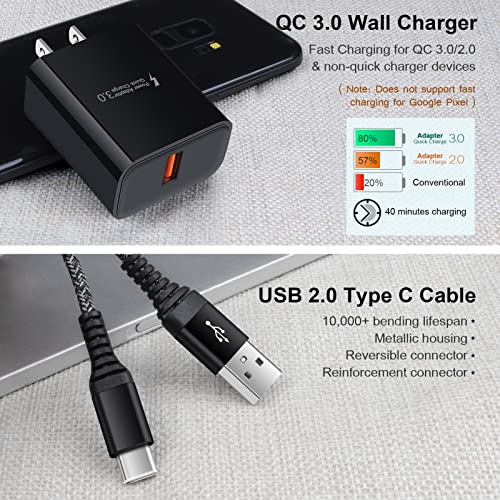 Adaptive Fast Charger Android Charger with 3ft USB Type C Cable Fast Charging for Samsung Galaxy A32 5G A15 A25 A14 A13 5G A54 A53 A52 A12 A04S A03S S24+ S24 Ultra S23 FE S22 S21 FE S20 A11 A21 A10E