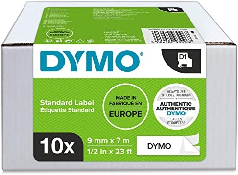 DYMO Authentic D1 Labels | Black Print on Clear Tape | 9 mm x 7 m | Self-Adhesive Labels for LabelManager Label Makers | Made in Europe