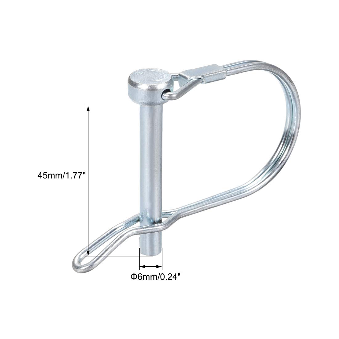 Sourcing Map Pasador Con Oreja 6mm X 45mm - Acero Galvanizado Para Remolques, Granja, Jardín
