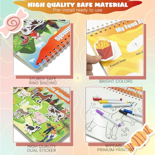Acessorz MBB001 2 Pack Montessori Busy Book Board For Toddlers 1-3, Colorful Scratch Paper Art Set For Kids, Preschool Educational Learning Activities Book Autism Sensory Travel Toys thumb #4
