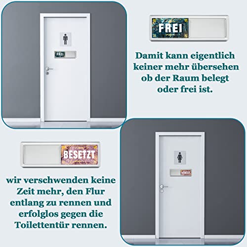 PSLER FREI - BESETZT Schild Toilette Frei Besetzt Schiebeschilder Mit Schieber Vacant Occupied Sign for Bathroom Door Klebeschild Schilder mit Schiebefunktion Universal