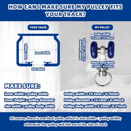 60 Pack Curtain Track Roller and Hooks Kit, Ultra-Quiet by GLSJA - Used condition - Image 2
