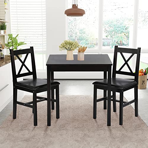 Hudada Kitchen Table Set 3 Piece Dining Table Set Sturdy Wooden Square Table And Chair Breakfast Table Set For 2 Person, Small Dining Room Table Set For Restaurant Home Kitchen Living Room, Brown #TOP5