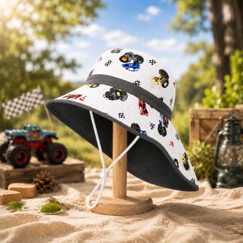 Image of VRITRAZ Sun Protection UPF50+ Bucket Hat Toddler Summer Beach Play Hats with Neck Flap for Girl, Boy, Kids Summer Hat, Bucket Hat for Kids Ages 3-10 Years