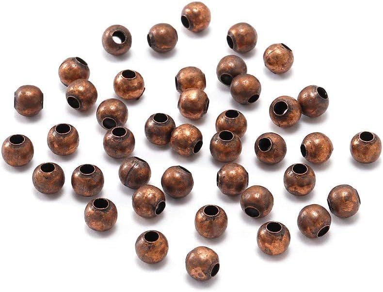 300Pcs/lot 3mm Antique Copper Round Spacer Beads Smooth Ball End Seed Metal Beads and Bead Assortments Beading and Jewelry Making Findings Accessories Supplie (0.12inch),Beading Supplies