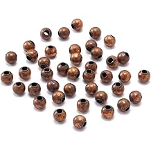 300Pcs 3mm Antique Copper Round Spacer Beads Smooth Ball End Seed Metal Beads for Jewelry Making Findings Accessories Supplie and Assortments Beading Supplies