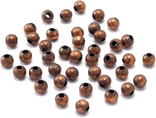 300Pcs/lot 3mm Antique Copper Round Spacer Beads Smooth Ball End Seed Metal Beads and Bead Assortments Beading and Jewelry Making Findings Accessories Supplie (0.12inch)，Beading Supplies