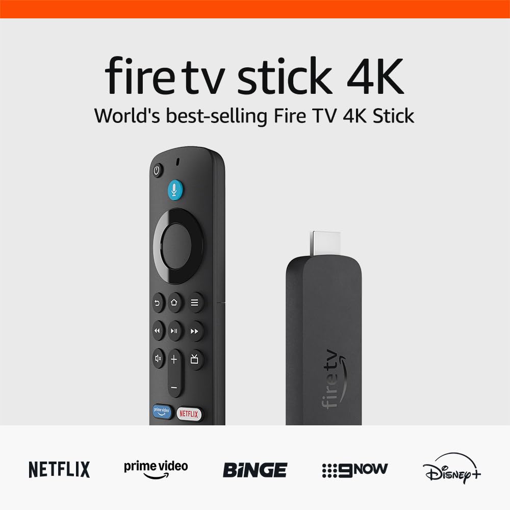 Amazon Fire TV Stick 4K | Stream Netflix, YouTube, Prime Video, BINGE, Kayo Sports, and more