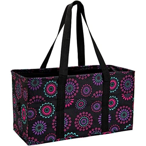 Pursetti Extra Large Utility Tote Bag for Women with 6 Exterior Pockets - Perfect as Beach Bag, Pool Bag, Laundry Bag, Storage Tote for Ballgame, Beach, Pool, Home & Dorm (Extra Large, Purple) Cover