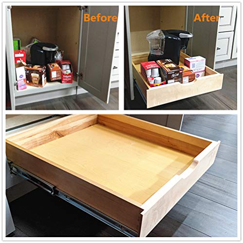 (2023 Upgraded Slider) Fully Assembled Soft Close Wooden Drawer Organizer Pull Out Under Cabinet Sliding Shelf Kitchen Bathroom Vanity Under Sink Pull Out Organizer Drawer Roll Out Wood Storage Shelve #TOP5