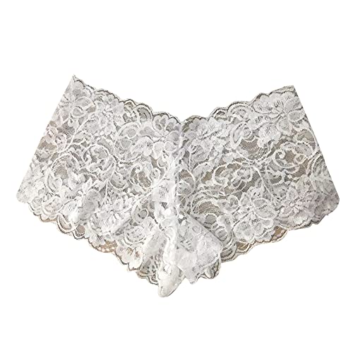 Zainafacai Lingerie for Women Lace Underwear High Waisted Sexy Bikini Panties Plus Size Hipster Boy Shorts Briefs White