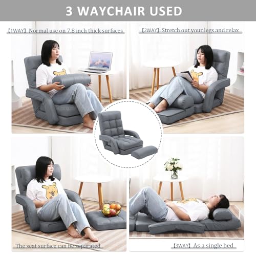 Sillón plegable ajustable gris miniatura 3