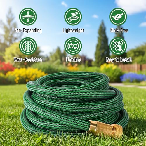 Image of Garden Hose 25 ft, Non-Expanding Lightweight Kink-Free Flexible Water Hose