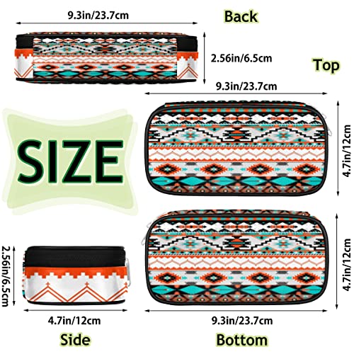 Image of Pardick Aztec Big Capacity Pencil Pen Case Aztec Print Large Pencil Pouch with Zipper Compartments Pencil Bag for Boys Girls Adults Student Office School Supplies