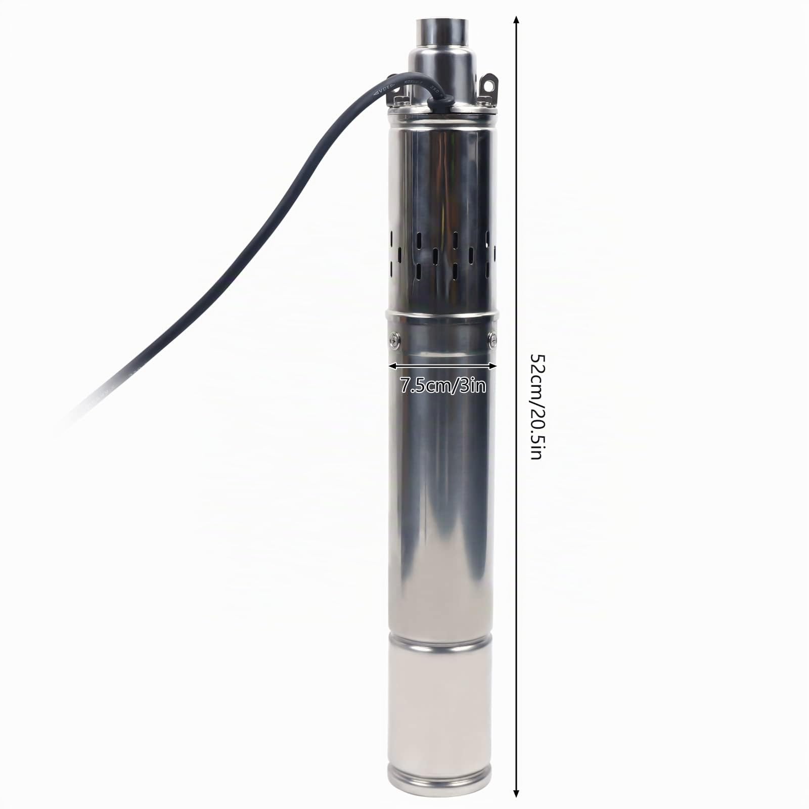 Pompa per pozzi profondi, 250 W, 3 pollici, acciaio inox, 1600 l/h, altezza di mandata 80 m