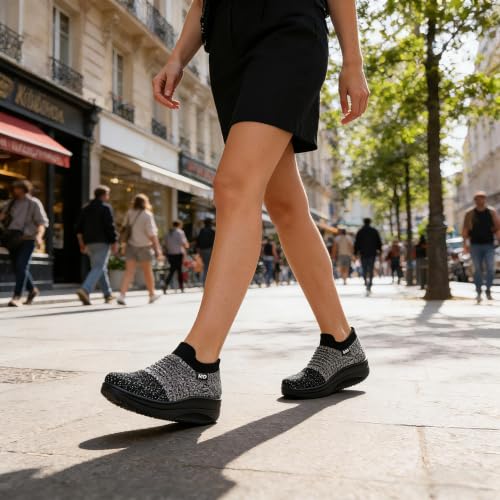 Image of Walking Shoes for Women Slip On Nurse Slip Resistant Work Sock Sneakers Food Service Platform Comfortable Weight Light