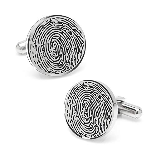 Mancuernillas redondas personalizadas de huella digital para hombre