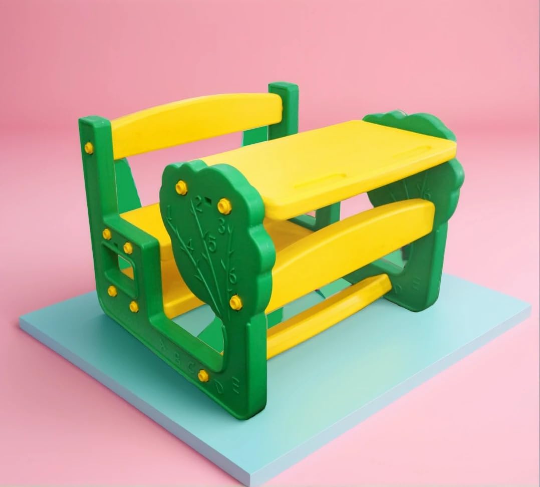 eHomeKart School Activity Study Desk For Kids-Playgro Tree Dual Seater Plastic Study Table And Chair-Dimensions-L30 X B30 X H23 (Inches)-Perfect Study Table And Bench For Home And Schools,Multicolor-picture-28