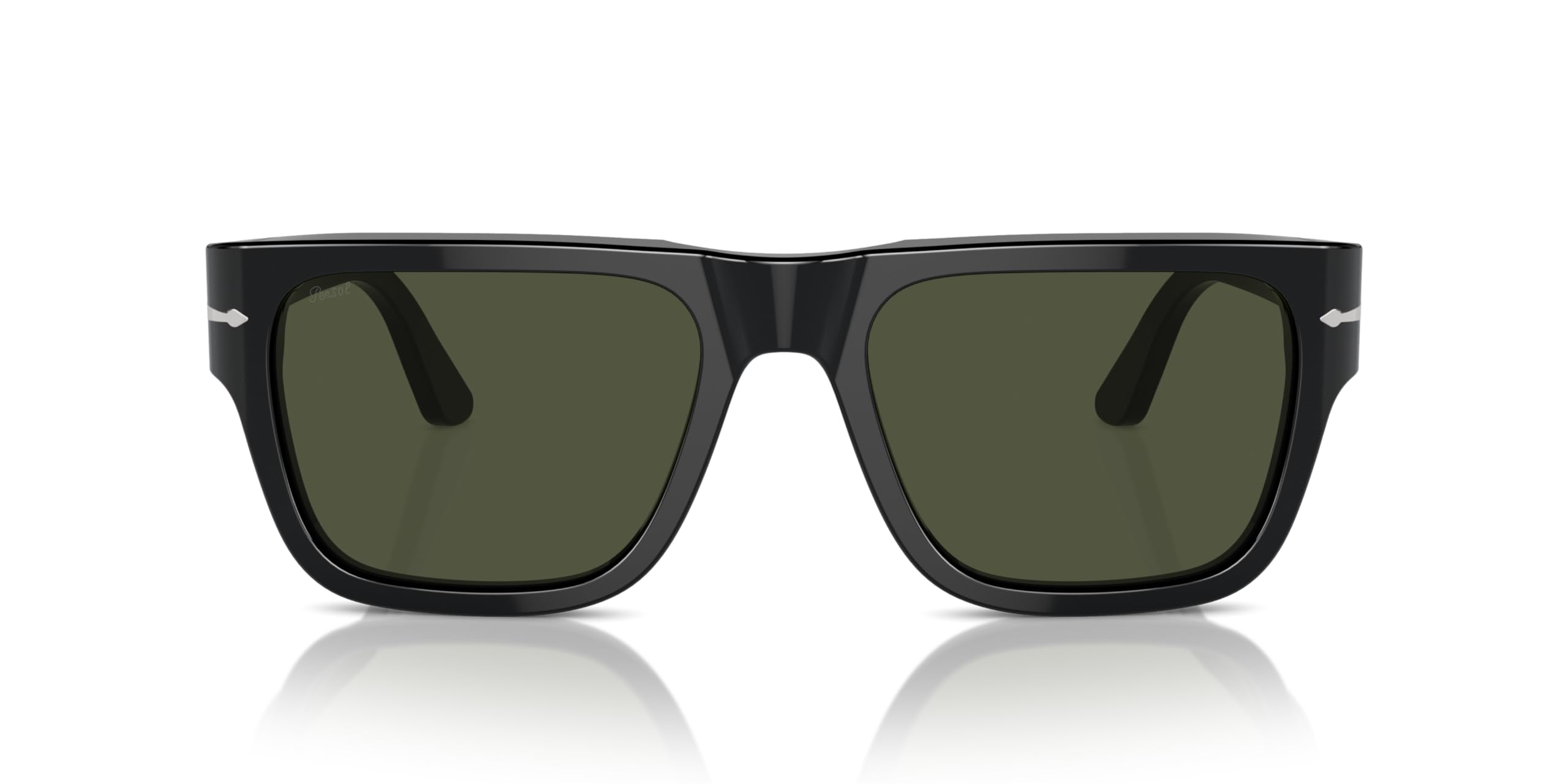 Persol Okulary przeciwsłoneczne unisex, czarne oprawki, zielone soczewki, 57 mm