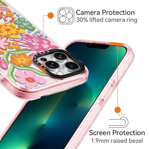 Coque iPhone 13 Pro Max robuste pour éviter les fissures avec style passiflore rose - 3