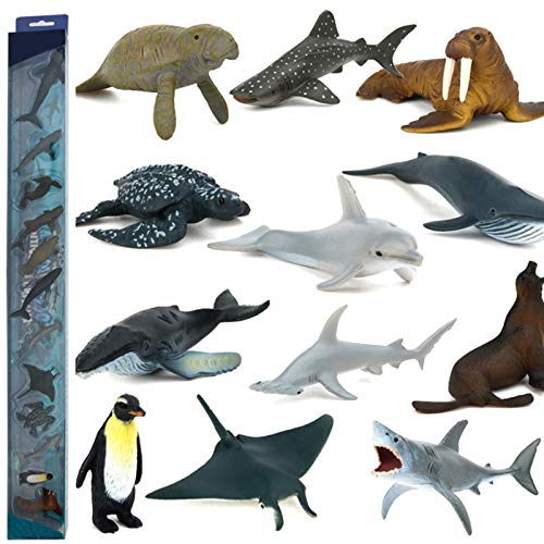 12pcs Oceaan Dieren Plastic Speelgoed Walvissen Dolfijnen Haai Speelgoed Educatief Badspeelgoed Cadeau Voor Kind - Image 7