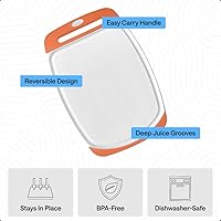 Vista 5 de Gorilla Grip - Tabla de cortar extragrande, mango de fácil agarre, surcos para jugos, antideslizante y gruesa. Apta para lavavajillas, no porosa