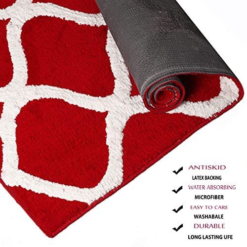 Image of Anti Skid Bedside Runner Carpet | Mat for Bedroom, Living Room, Floor and Home Decor (Red, 2x5)