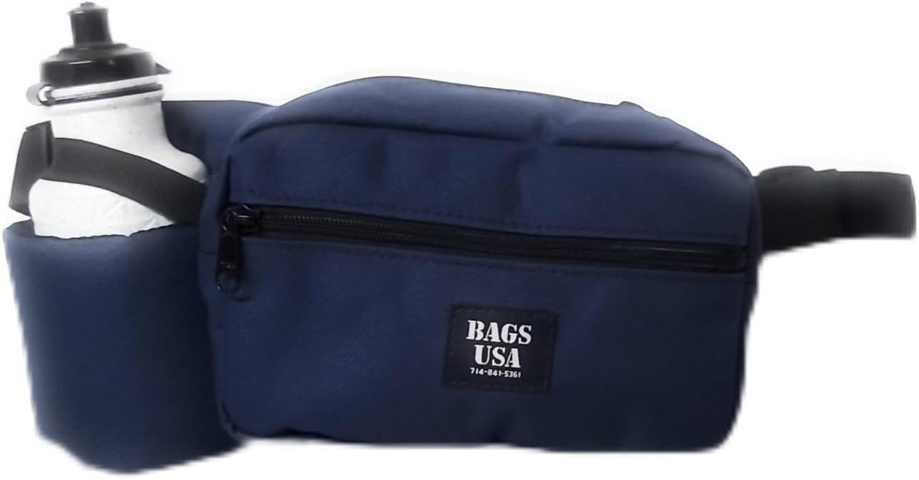 Fanny Pack H2O single deluxe Dupont Cordura,holds One 22oz Bottle,great for running/hiking/cycling/camping. (Navy)
