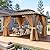 Aoxun 10x12 Gazebo Outdoor Hardtop Gazebo with Double Galvanized Steel Roof Metal Frame Pavilion with Breathable Netting and Privacy Curtain for Backyard (Brown)