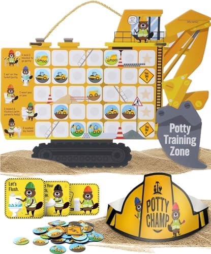 PUTSKA Potty Training Chart Toddler Boys, 35 Stickers, Crown, Tractor
