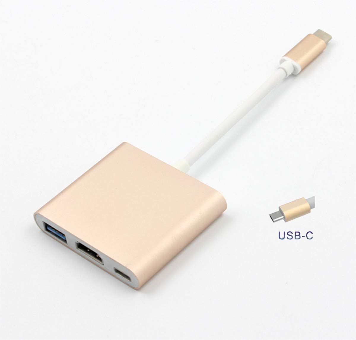 USB-C USB C Type C Thunderbolt 3 to HDMI Adapter with USB 3.0 Port and Type C Charging Port 3 in 1 Adapter Converter Hub Compatible for All MacBook/MacBook Pro/ChromeBook Pixel/USB-C Type C Device
