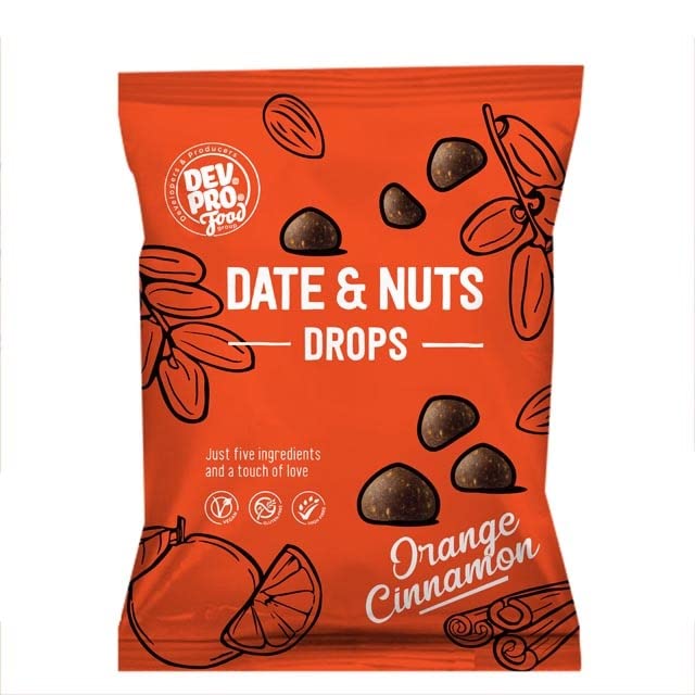 Dev. Pro. Date & Nuts Drops - Slimme Snacks van Dadels & Noten - Sinaasappel Kaneel - 12x 40 gram pack - Image 3