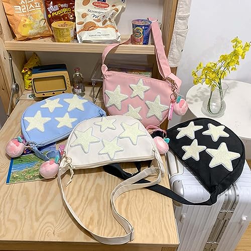 Large Nylon Crescent Bag Cute Dumpling Bag Half-Moon Crossbody Bag with Kawaii Charms Adjustable Shoulder Strap3