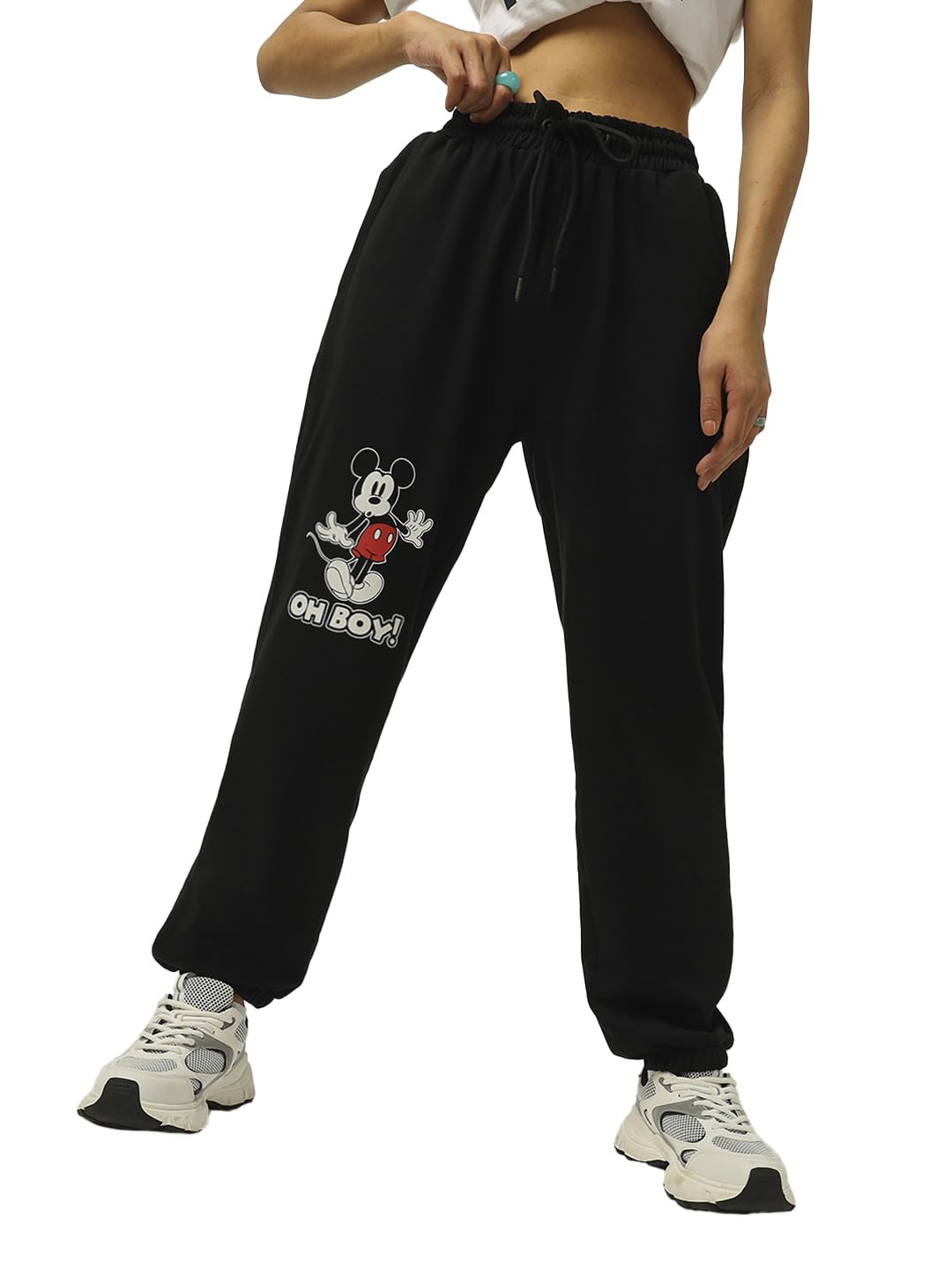 bewakoof Women's Solid Relaxed Fit Terry Joggers-picture-20