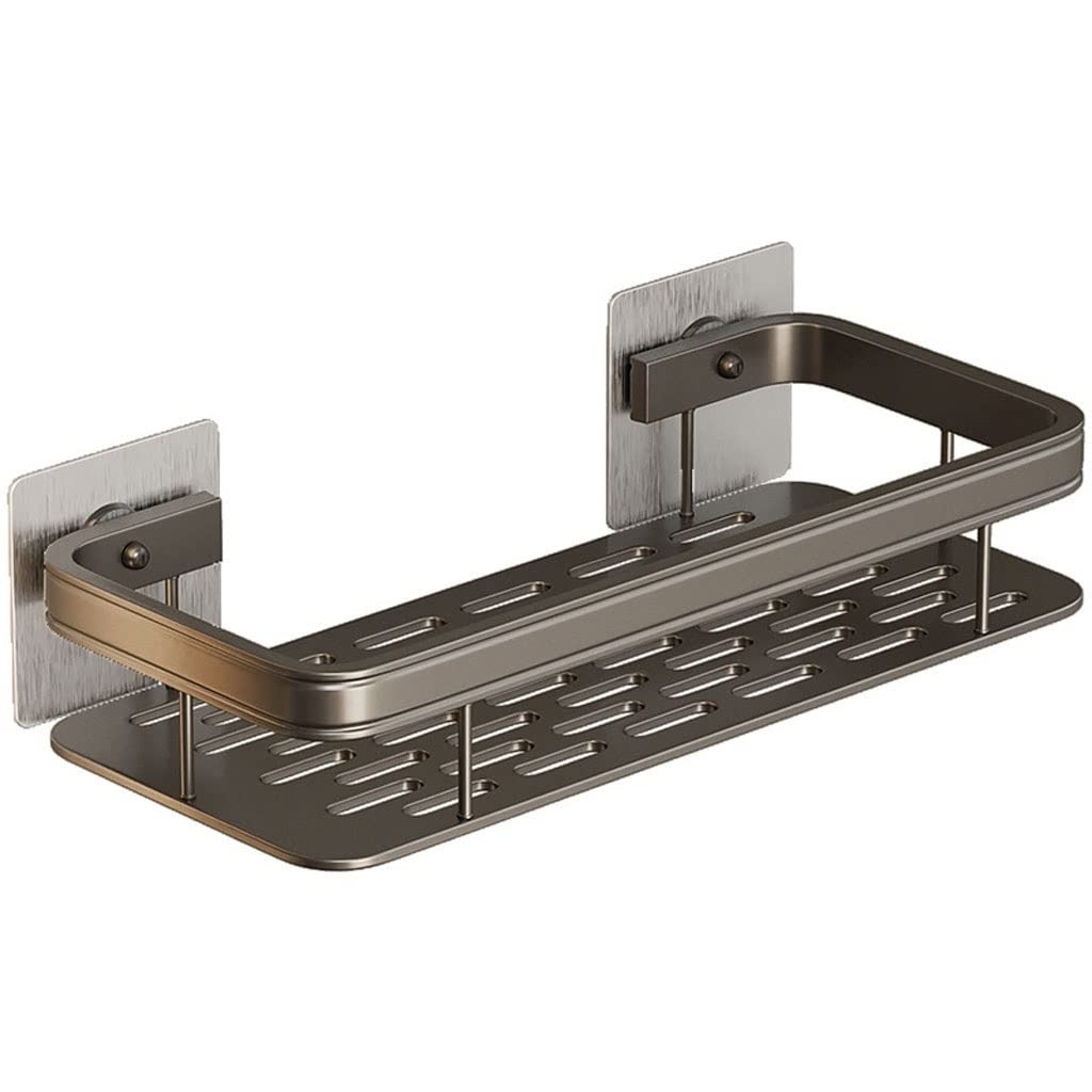 Étagère d'angle murale de bain en gris acier avec drainage rapide