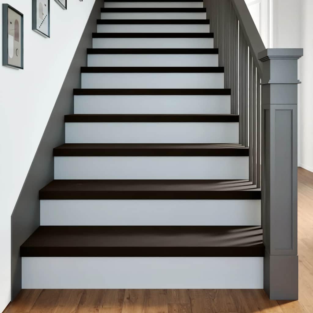 vidaXL Peldaños de escalera 2 uds madera maciza roble marrón oscuro, peldaño de escalera, peldaño de escalera de roble, alféizar de ventana