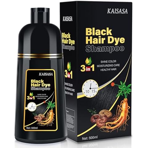 BELEZALIB Black Hair Dye Shampoo for Gray Hair, Instant 3-in-1 Color Shampoo for Women and Men, Herbal Ingredients, 100% Grey Coverage, 500ML Cover