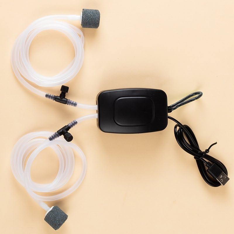 MTTAOJY USB Bomba de Oxígeno para el Hogar, Silenciosa, Doble Agujero, Oxigenador para Tanque de Pesca al Aire Libre,...