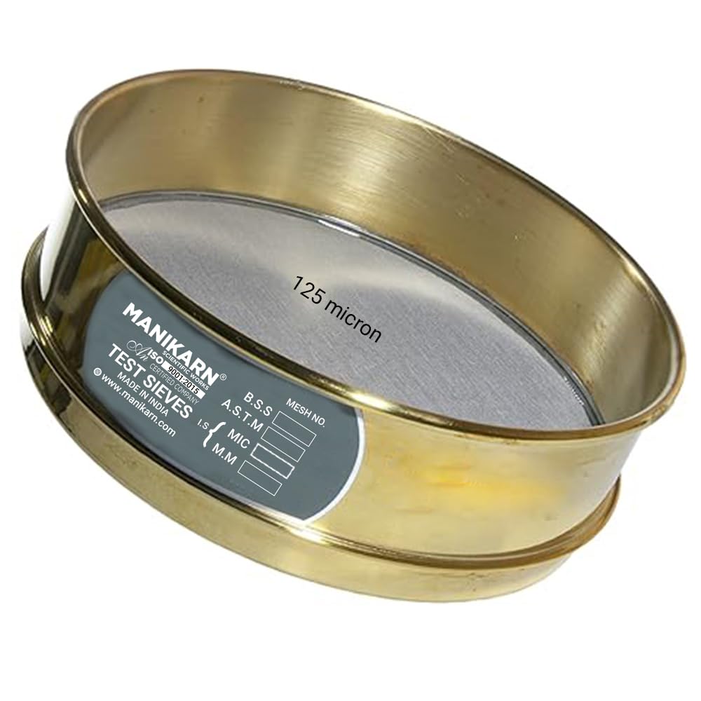 Test Sieve 8 inch (Diameter 200mm) 125 micron stainless steel Mesh with Brass Frame (ASTM No. 120)