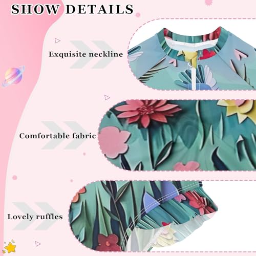 Flower Garden Girls Long Sleeve Swimsuit UPF 50+ Rashguard Swimwear One Piece Bathing Suit for 3-12 212186454
