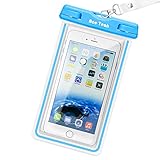 Waterproof iPhone 6 Case, Waterproof Pouch, Ace Teah Clear Waterproof Bag with Touch Responsive Transparent Screen Protector for iPhone 8 7 6S 6 Plus X, 5S SE, Samsung Galaxy S7 S6 edge, Note 5 - Blue