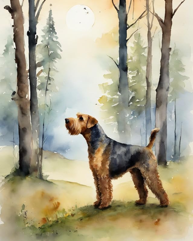 ZMHZMY Airedale Terrier Dog,DIY Oil Painting Paint by Numbers Kits for Adult Color According to The on Canvas,40x50cm No Frame
