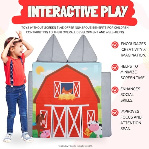 Image of Couch Swag Play Panel for Childrens Foam Sofa Kids Couch (Barn)