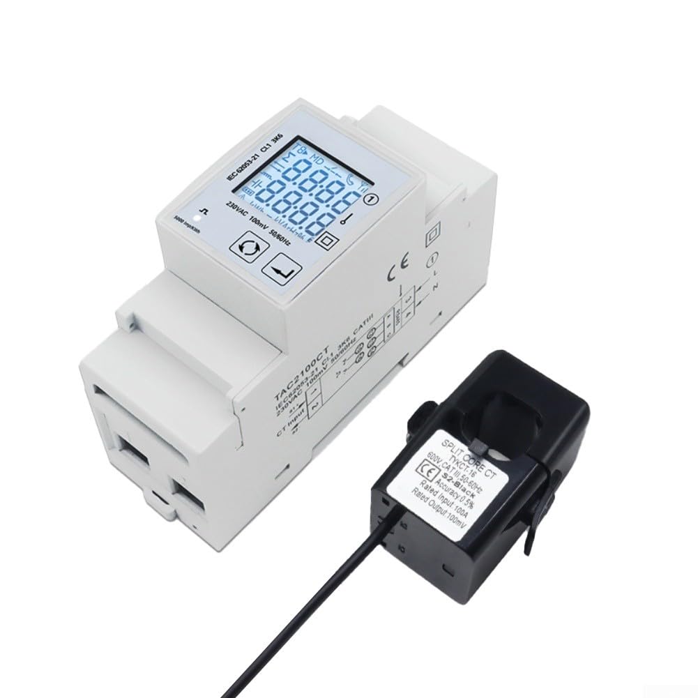 Contatore di corrente su guida DIN monofase RS485 contatore di energia | RS485 Comunicazione, monofase, esterno per ct, monitoraggio solare PV, dati in tempo reale