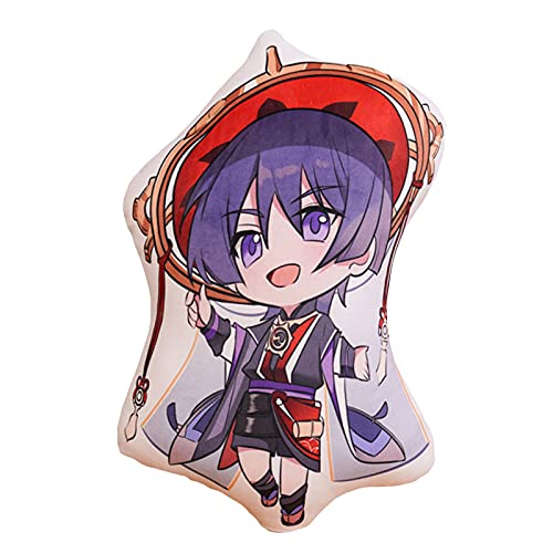 OUHZNUX Plüschkissen,Genshin Impact Kissen, Albedo Qiqi Kaedehara Lumine Morax Dainsleif Scaramouche Gefülltes Plüschpuppe Sofapuppenkissen,Dekorative Ornamente für Schlafzimmer Büro Nickerchenkissen Cover