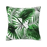 Palm Tree Decorative Throw Pillow Covers, Vivid Tropical Nature Leaves of Palm Tree Decorative Pillows Cases for Sofa Couch Bed 18x18 inch , Green Colors and White