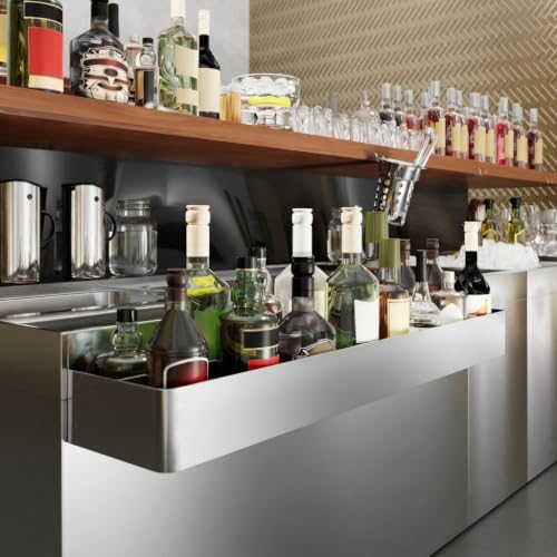 Image of AmGood 42 in. Abreast Double-Tier Stainless Steel Speed Rail Rack - Liquor Bottle Organizer for Bars, Restaurants, Nightclubs, and Home Bars