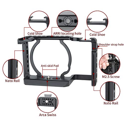 Image of NICEYRIG A6600 Cage with HDMI Cable Clamp for Sony Alpha A6700 Mirrorless Camera, Full Video Cage Built-in Quick Release Plate for ARCA-Swiss Style