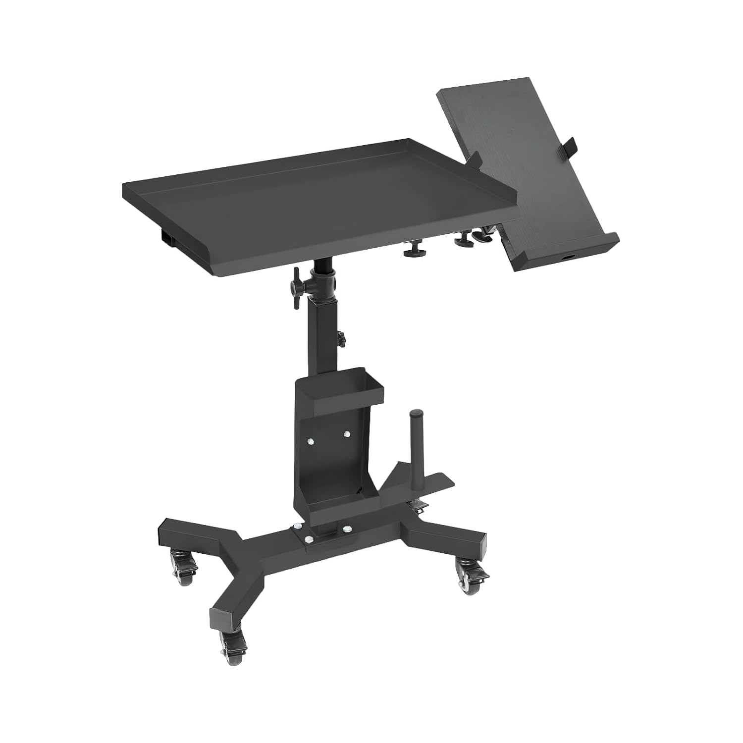 Salon Tray Tattoo Tray Cart on Wheels, Tattoo Table Station Adjustable Height Rolling Tool Tray with Storage Platform Tattoo Equipment for Salon Spa (Black)